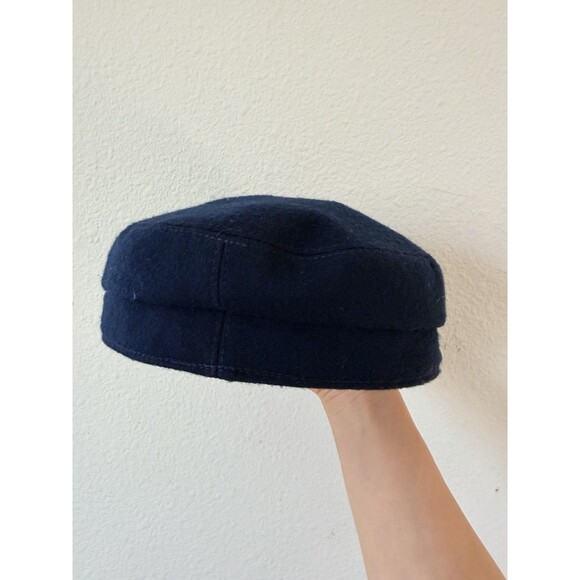 Sterkowski Wool Newsboy Cap Navy Blue Baker Boy Hat Leather Trim Poland 20.5” main image 9